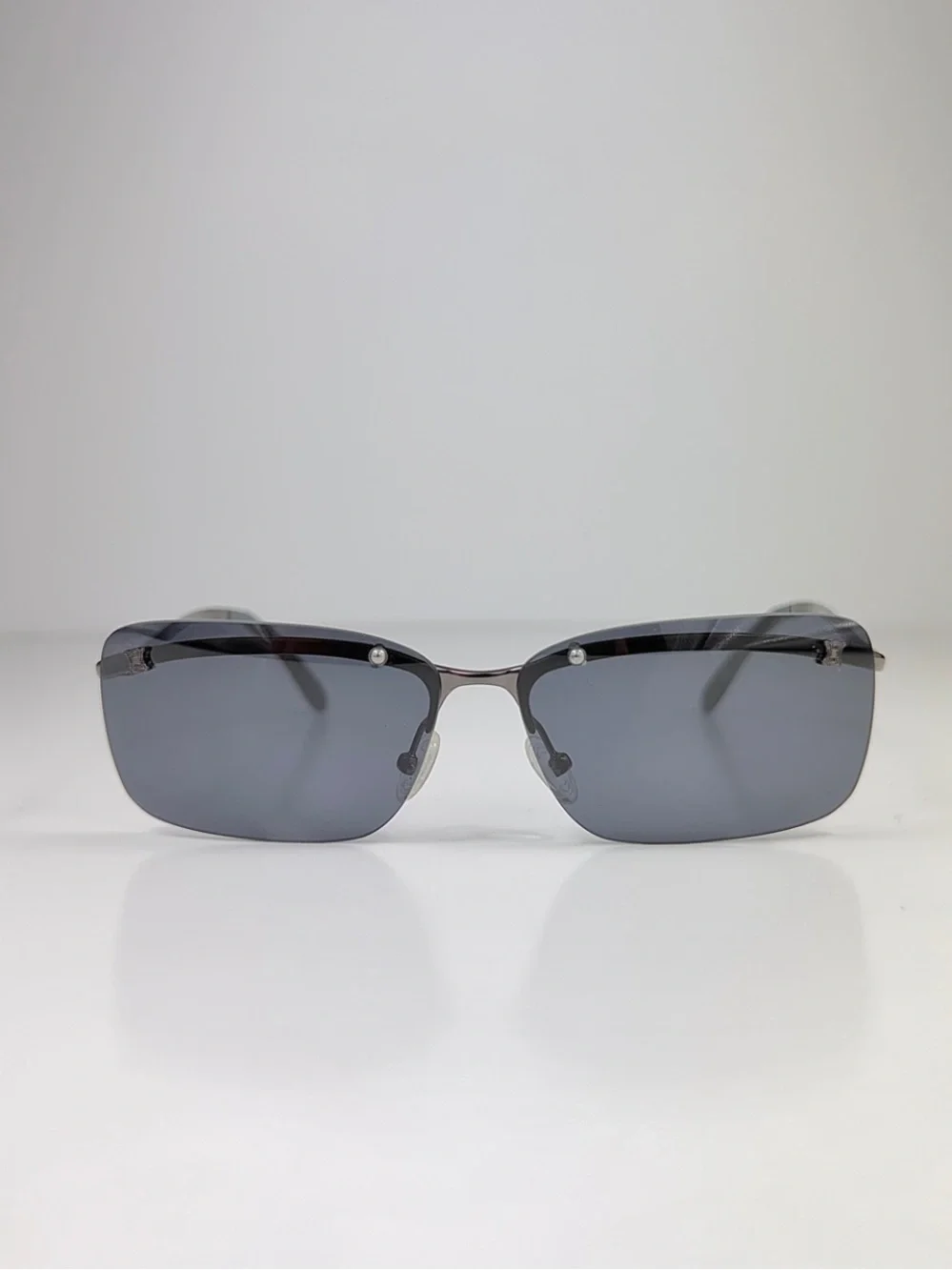 Deadstock Celine Rimless Sunglasses Shield SC 1007 568 Full Set Y2K Gunmetal